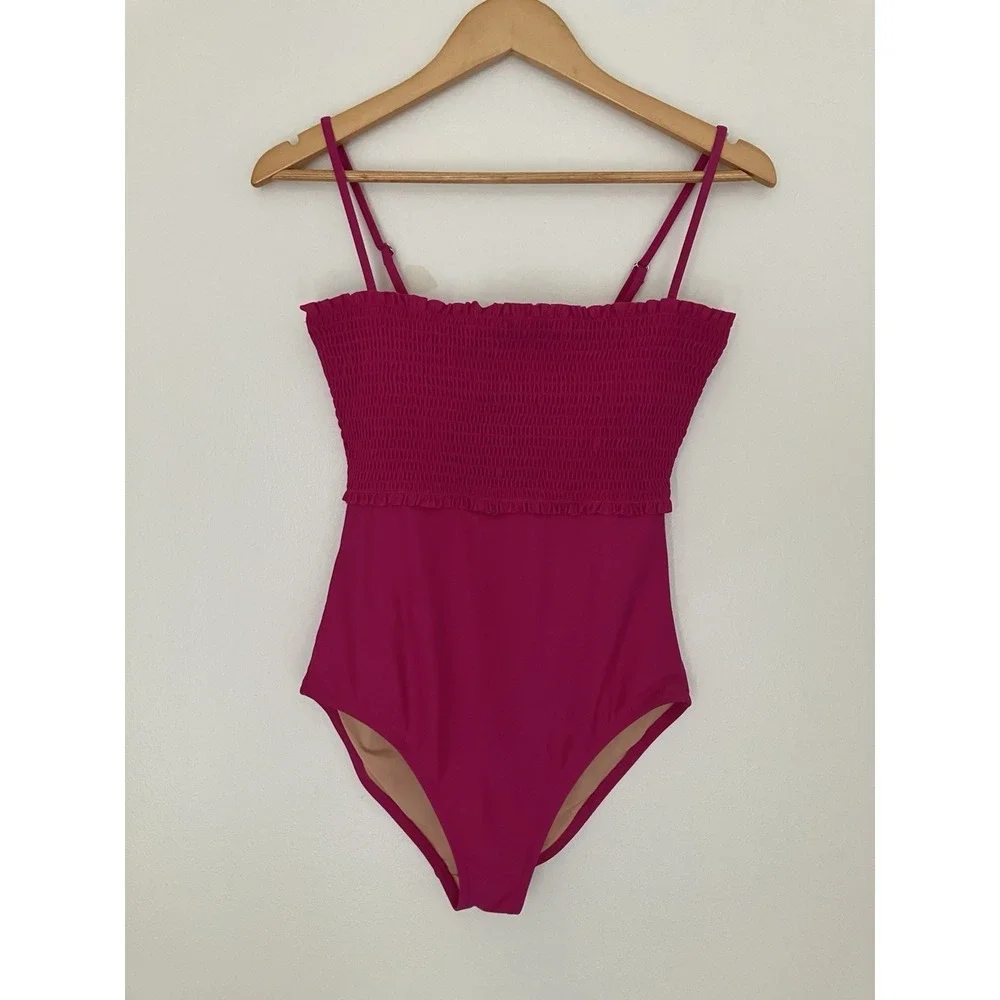 J. Crew Factory Smocked One Piece In Brilliant Plum Size Small